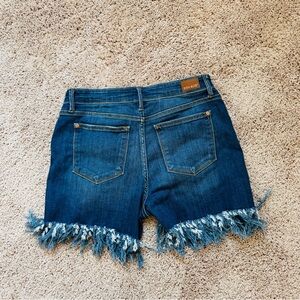 Judy Blue Blue Denim Shorts with Yellow Stitching